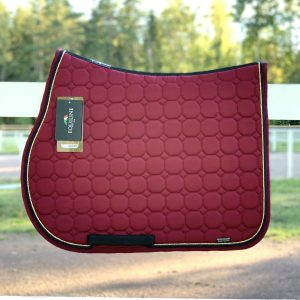 Equiline Octagon Hoppschabrak Bordeaux med marinblå och guldig passpoal