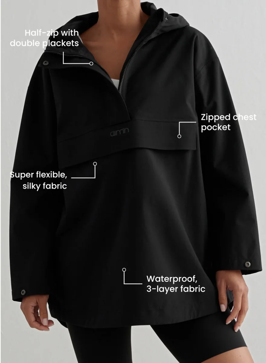 Black Waterproof Oversized Anorak - Bild 6
