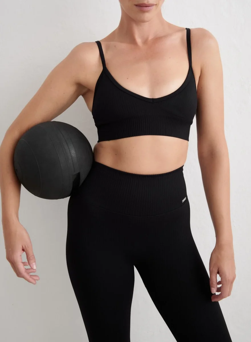 Black Ribbed Seamless Tights - Bild 6
