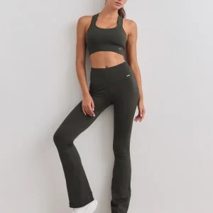 Dark Ivy Ribbed Seamless Flare Tall Tights
