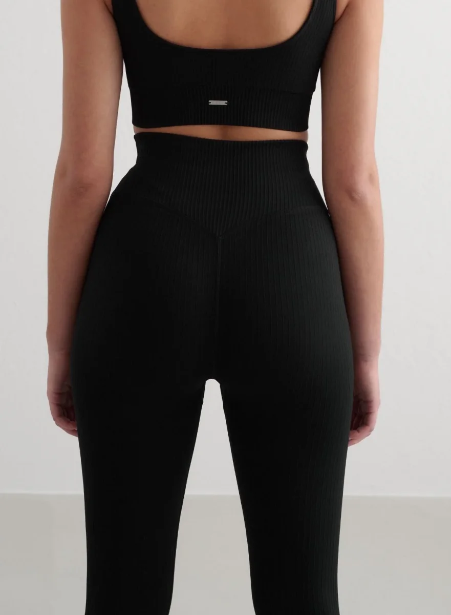 Black Ribbed Seamless Tights - Bild 4