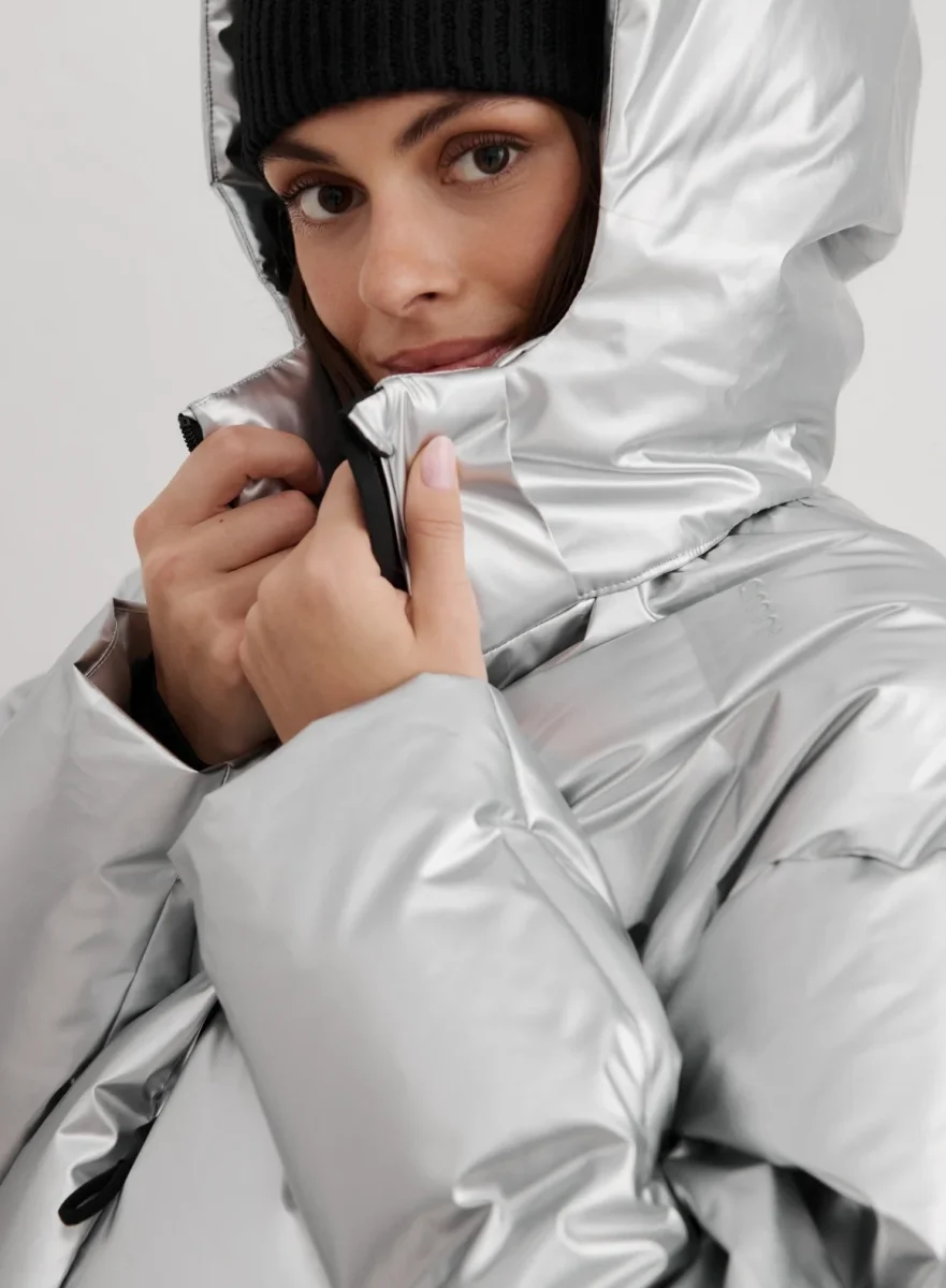 Silver Cortina Glossy Puffer Jacket - Bild 5