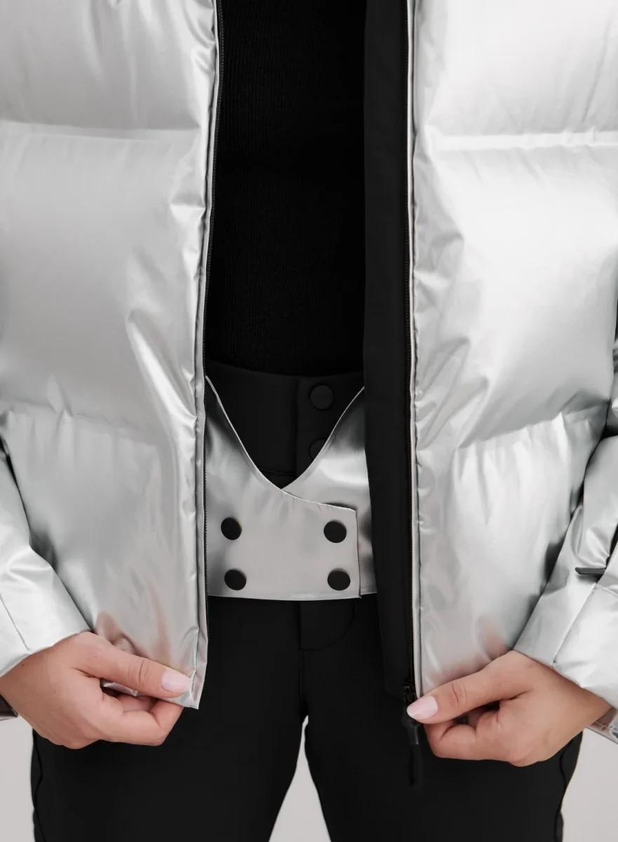 Silver Cortina Glossy Puffer Jacket - Bild 8