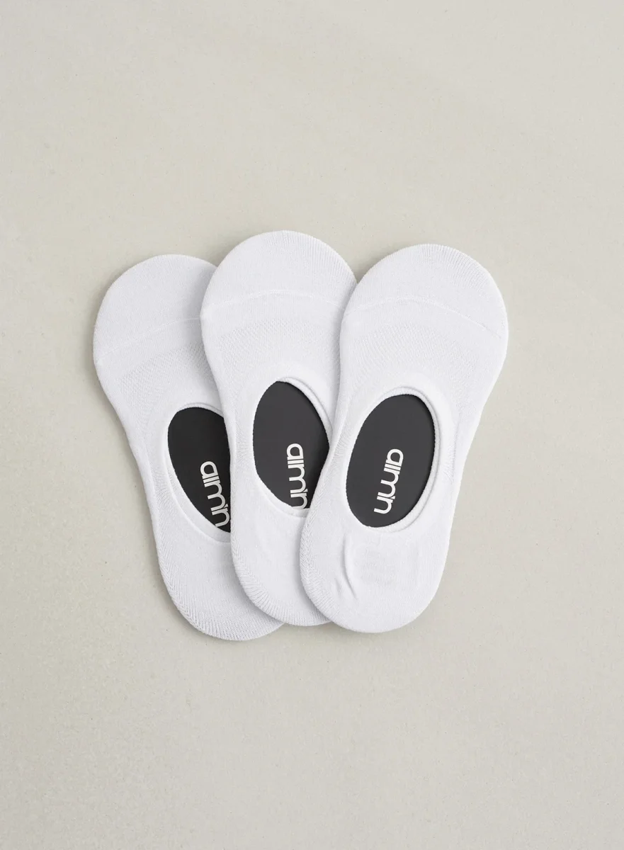 3-Pack White Invisible Workout Socks